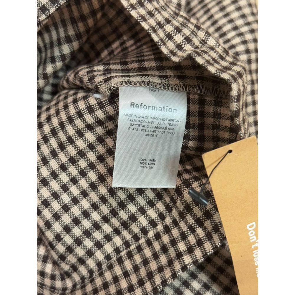 Reformation Overland Linen Jumpsuit In Tartine Check (Brown/Tan Checkered) Sz. 2 - Picture 14 of 15